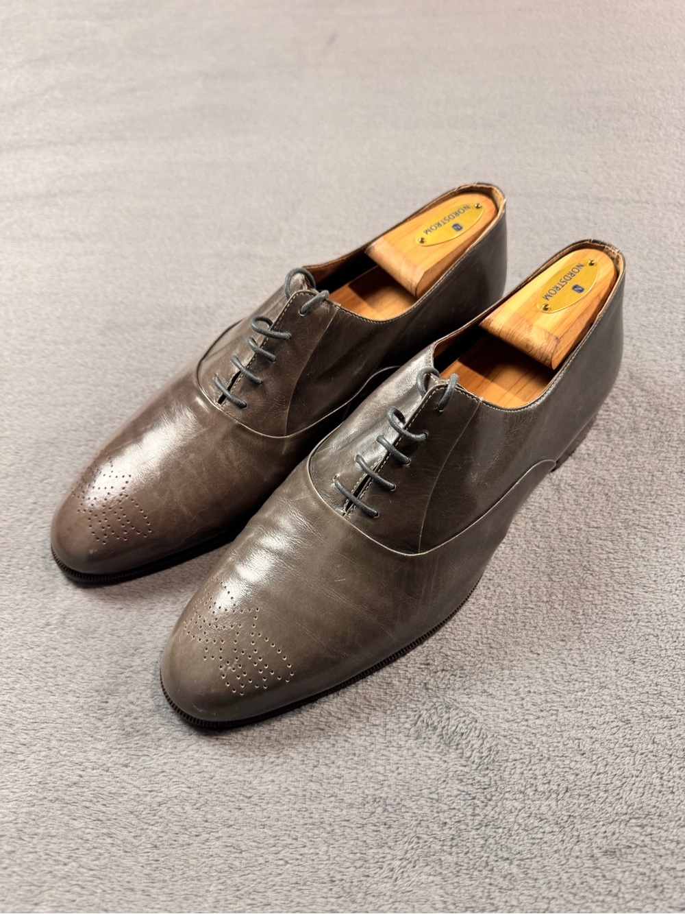Lou Myles Vintage Men's Gray Leather Oxfords